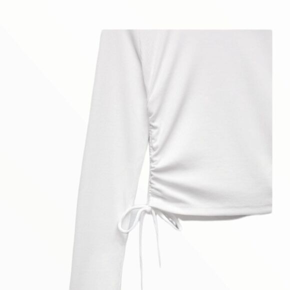 ZARA | White | RUCHED RIBBED TOP - Picture 4 of 9